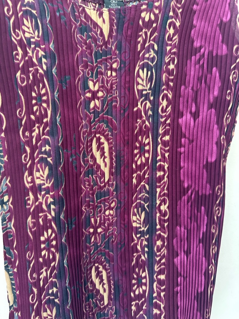 Vintage 90’s/Y2K Era Purple Boho Printed Ribbed Tank Top Size Small - Picture 4 of 6